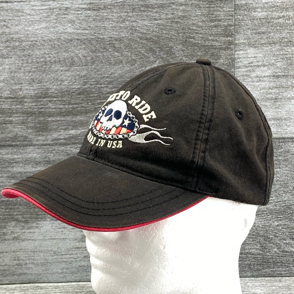 Live To Ride Biker Skull Chains Adjustable Strapback H3 Sportgear Hat Preowned